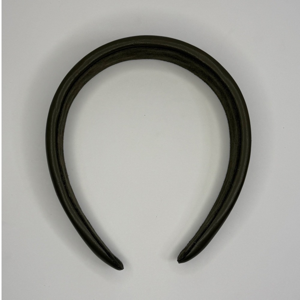 Olive Green Padded Faux Leather Headband Wide Matte Hair Accessory Minimalist